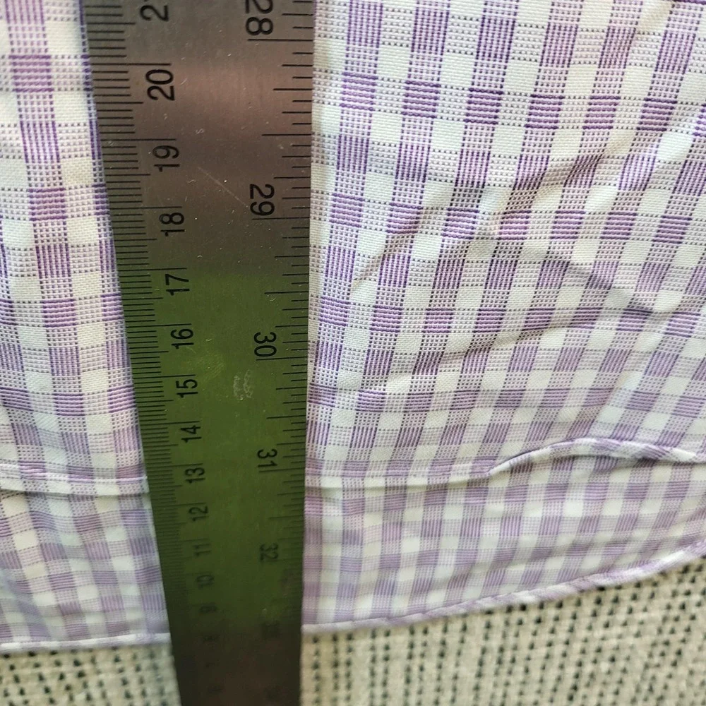 David Donahue Shirt Mens 16 34/35 Purple‎ White Check Long Sleeve Button Front